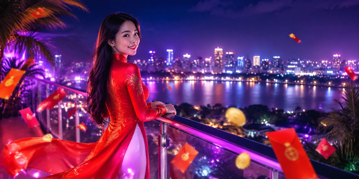 Hình ảnh phong bao đỏ và áo dài Hà Nội biểu trưng cho ưu đãi tiền thưởng dịp Tết